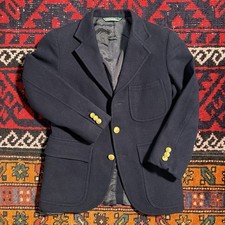 Vintage 80s Kid's Polo Ralph Lauren Wool Navy Blue Blazer Preppy Ivy Small Size