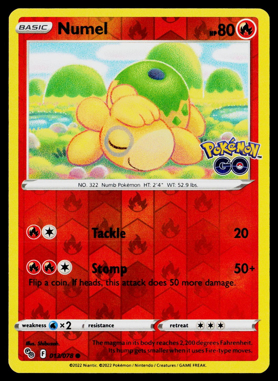 Numel 013/078 Pokemon GO Reverse Holo Common Lightly Played