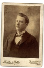 Cabinet Card Circa 1890s Bailey & Fuller Young Man W/ Bow Tie Haverhill Mass.
