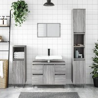 Badschrank Sonoma Grau 80X33X60 Cm Holzwerkstoff Badezimmerschrank