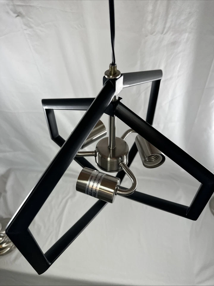 ARTCRAFT AC10993  PRESTON 3-LIGHT SEMI-FLUSH MOUNT - MATTE BLACK & BRUSHED NICKE - Image 4 of 4