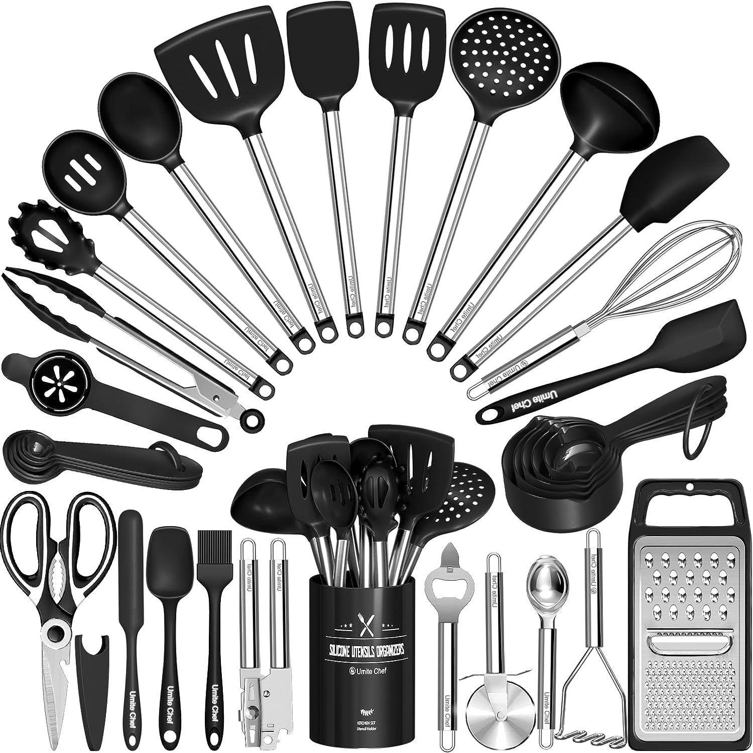 Kitchen Utensils Set-Umite Chef 34 Pcs Silicone Cooking Utensils Set for Nonstic