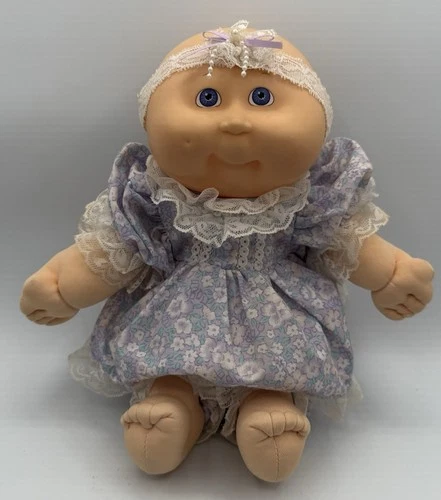 Vintage Cabbage Patch Kids Doll Bald Headed Baby With Outfit And Headband