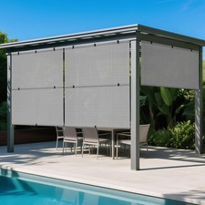 Windscreen4less 7x6 Outdoor Foldable Roller Shade UV Block Fabric Gray