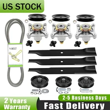 For Hustler Raptor 52" Ultimate Deck Rebuild Kit, Spindles, Pulleys, Blades, US