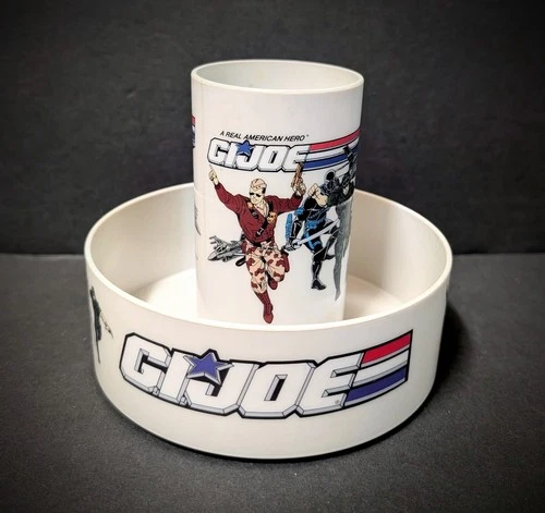 Vintage 1993 G.I. Joe ARAH Plastic Tumbler & Cereal Bowl Set/Lot by Betras Kids