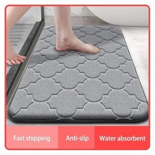 Super Water Absorbent Soft Memory Foam Bath Mat Non-slip Bathroom Shower Rug SA