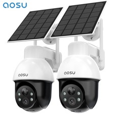 AOSU Solar Security Camera Wireless Outdoor 3KSurveillance work with Alexa,2pack