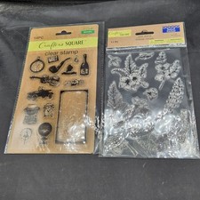 Crafter's Square Clear Stamp Sets Flowers - 11 Pieces Vintage Items - 14 Pieces