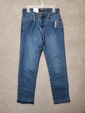 Lands End Flannel Lined Straight Leg Jeans Womens 4 Blue Medium Wash NEW