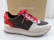 Michael Kors Monique Trainer Lace Up Sneakers MK Logo Brown Size 7