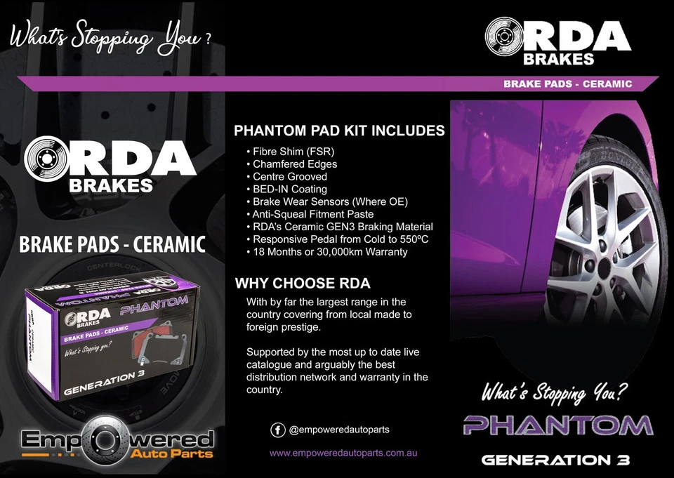 DIMP SLOTTED FRONT RDA DISC BRAKE ROTORS & CERAMIC PADS FOR FORD FALCON BA BF FG - image 3 of 4