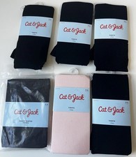 New Lot of 6 Cat  Jack Girls Tights Size S 4-6 Black Pink
