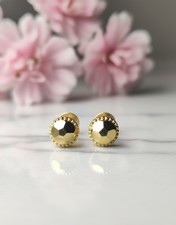 Tiny Gold Stud Earrings Nose Stud  14K Gold Minimal Studs  Faceted Ball Nose Ring