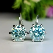 7.50 Ct Blue Diamond Dangler Earrings In 14k White Gold Statement Gift for Her