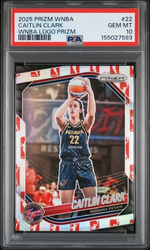 2025 PANINI PRIZM WNBA WNBA LOGO PRIZM #22 CAITLIN CLARK PSA 10