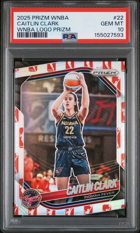 2025 PANINI PRIZM WNBA WNBA LOGO PRIZM #22 CAITLIN CLARK PSA 10