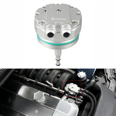 BEVINSEE Oil Filter Lid Cap With Cooler Fitting Sensor Port for BMW M52 M54 M56