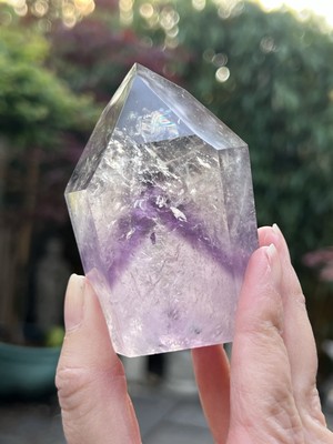 Amethyst Phantom Kristallspitze Regenbogen AAA+ Ruhe / Intuition 158g 2