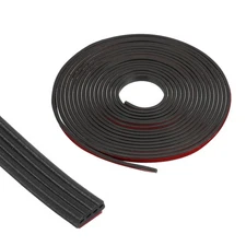 3/8" x 20 ft Weather Stripping Door Seal Strip, Self Adhesive fit 2-3.5mm, Black