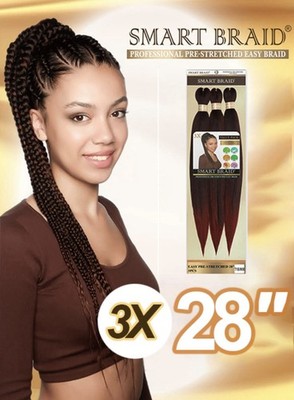 Smart Braid 28'' vorgedehntes synthetisches Flechthaar 3 in 1 Haar UK Verkäufer