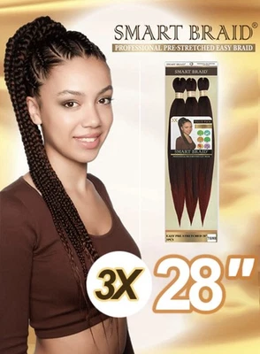 SMART BRAID Pre-Stretched 3 in 1 Pack 28" Ultra Braiding Hair