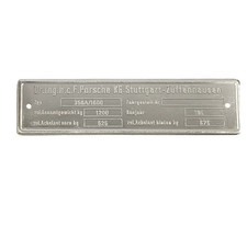 Porsche Chassis Id Plate - 356a 55-59 000-723-009-01 00072300901