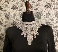 Bohemian Choker Victorian Style Hippie Steampunk Soft White Lace With Beads