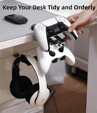3-in-1 PC Gaming Headphone Headset Earphone Stand Hook Hanger Holder Under Desk