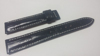 18mm/16mm black alligator crocodile embossed Leather Watch Strap Band