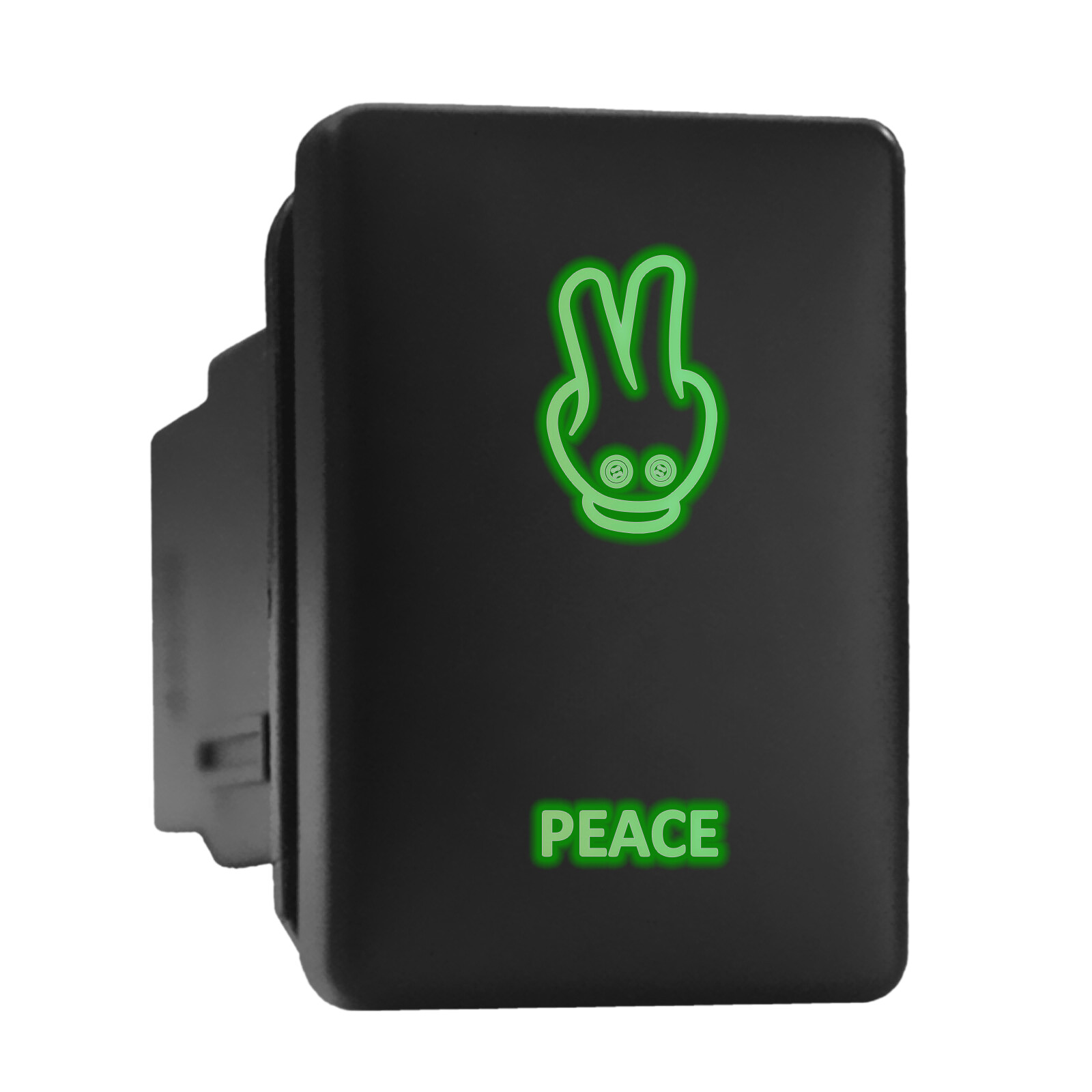PEACE Green Backlit Push Switch 1.28x0.87 Inch for Toyota Vehicles
