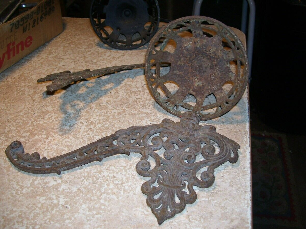 Lot of Antique Oil Lamp Cast Iron Brackets eBay