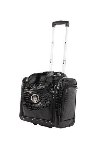 Kathy Van Zeeland Croco PVC Designer Underseat Luggage - 15 Inch Carry On Sui... - Picture 2 of 6