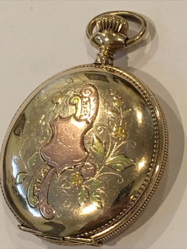 Antique 1894 Elgin Illinois 6s 14k Gold Decorating Pocket Watch Runs - Picture 2 of 12