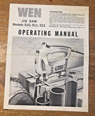 Wen Jigsaw Instructions Owners Operating Manual Guide Models 510 511 512