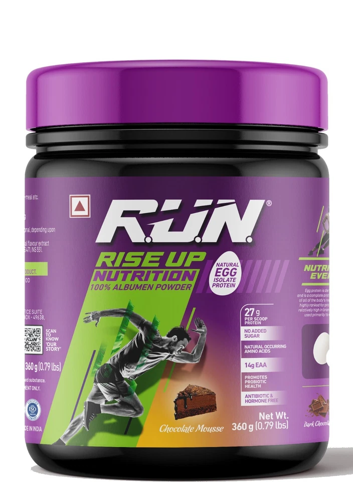 Proteína en polvo de clara de huevo natural RUN, 27 g de proteína, sin lactosa, 0,80 lbs/360 g Foto 3 de 4