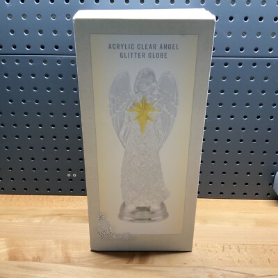 Cracker Barrel Acrylic Clear Angel Glitter Globe New In Box