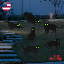 6 Pack Halloween Black Cat Yard Signs with Stakes, Halloween Decorations Outdoor