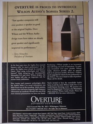 Overture Wilson Audio Sophia Series 2 Vintage 1985 Original Print Ad