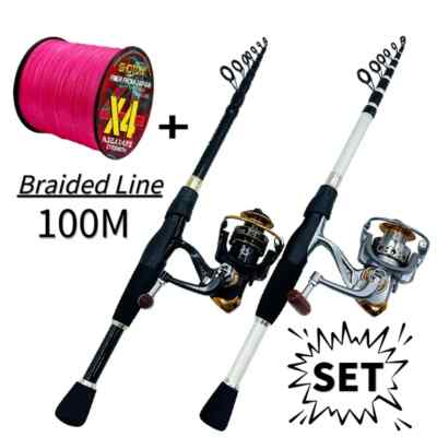 New Telescopic Fishing Rod and Reel Combo Spinning Carbon