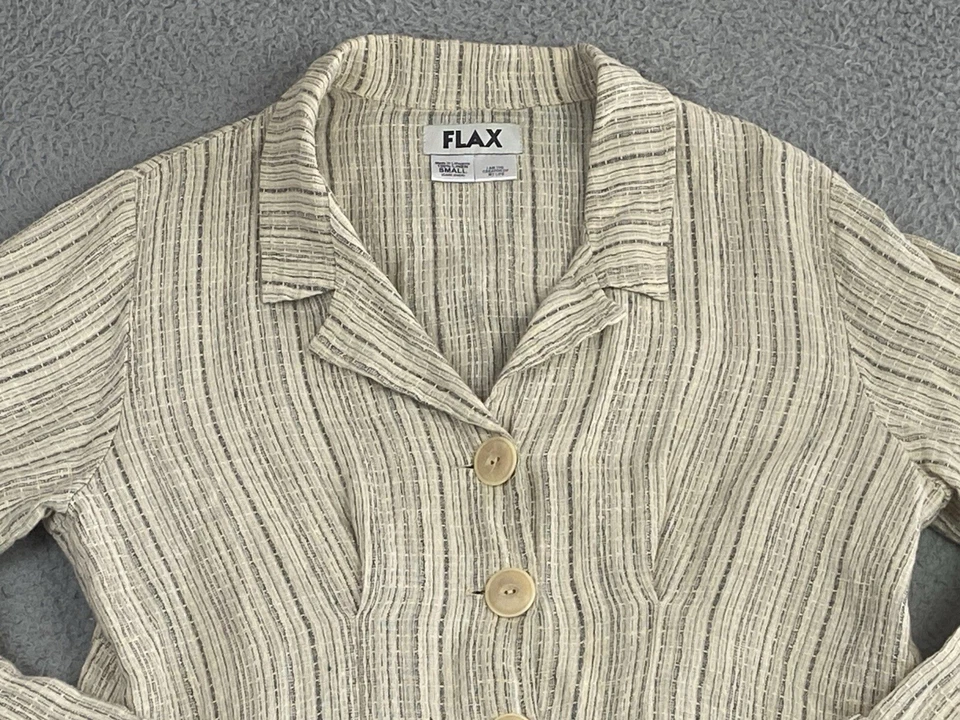 Flax Womens Size Small Jacket Shirt Top Shacket 100% Linen Pockets Oversized EXC - Image 4 of 4