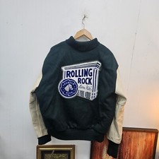 Vintage Wise Guys Bomber Jacket Rolling Rock Extra Pale Beer Patch Green XXL
