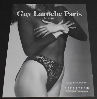 1992 Print Ad Sexy Guy Laroche Paris Lingerie Panties Brunette Lady Beauty Legs