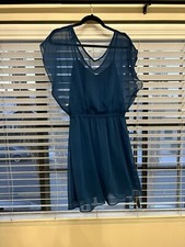 Express teal mini dress with sinched elastic waist. Size medium.