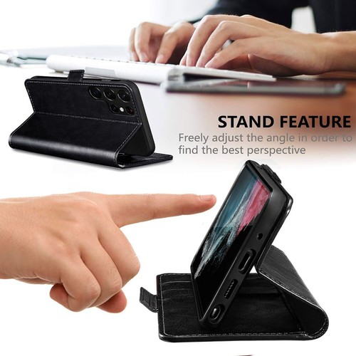 For Samsung Galaxy S22+/S22 Ultra PU Leather Wallet Case Cover Screen Protector - Picture 21 of 29