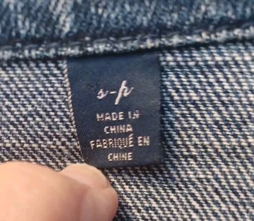 American Eagle Women's Sz S/P Cropped Button Front Cotton Blue Jean Denim Jacket - Picture 4 of 7
