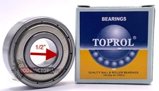 TOPROL 6201-08 ZZ Deep Groove Ball Bearing, Metal Shielded 1/2x32x10 mm
