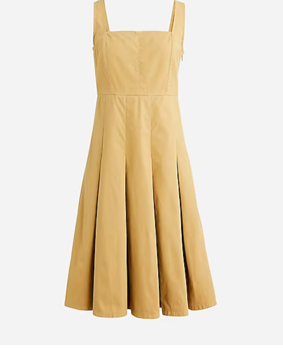 jcrew pleated dress J. CREW Pleated A-line chino DRESS SIZE 8 HONEY BROWN 100% COTTON NWT $148