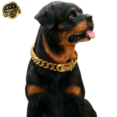 Gold Dog Collar Big Dog Collar Stainless Steel Large Dog Outdoor Walking Chain