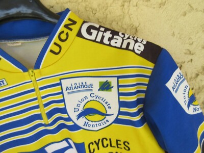 Maillot Vintage Union Cycliste Nantaise - Jaune - Taille M - Noret Pour Gitane Piton